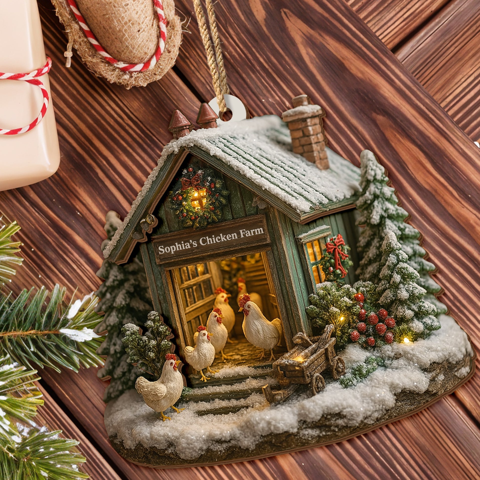 Cozy Winter Farm Scene With Snow And Chickens