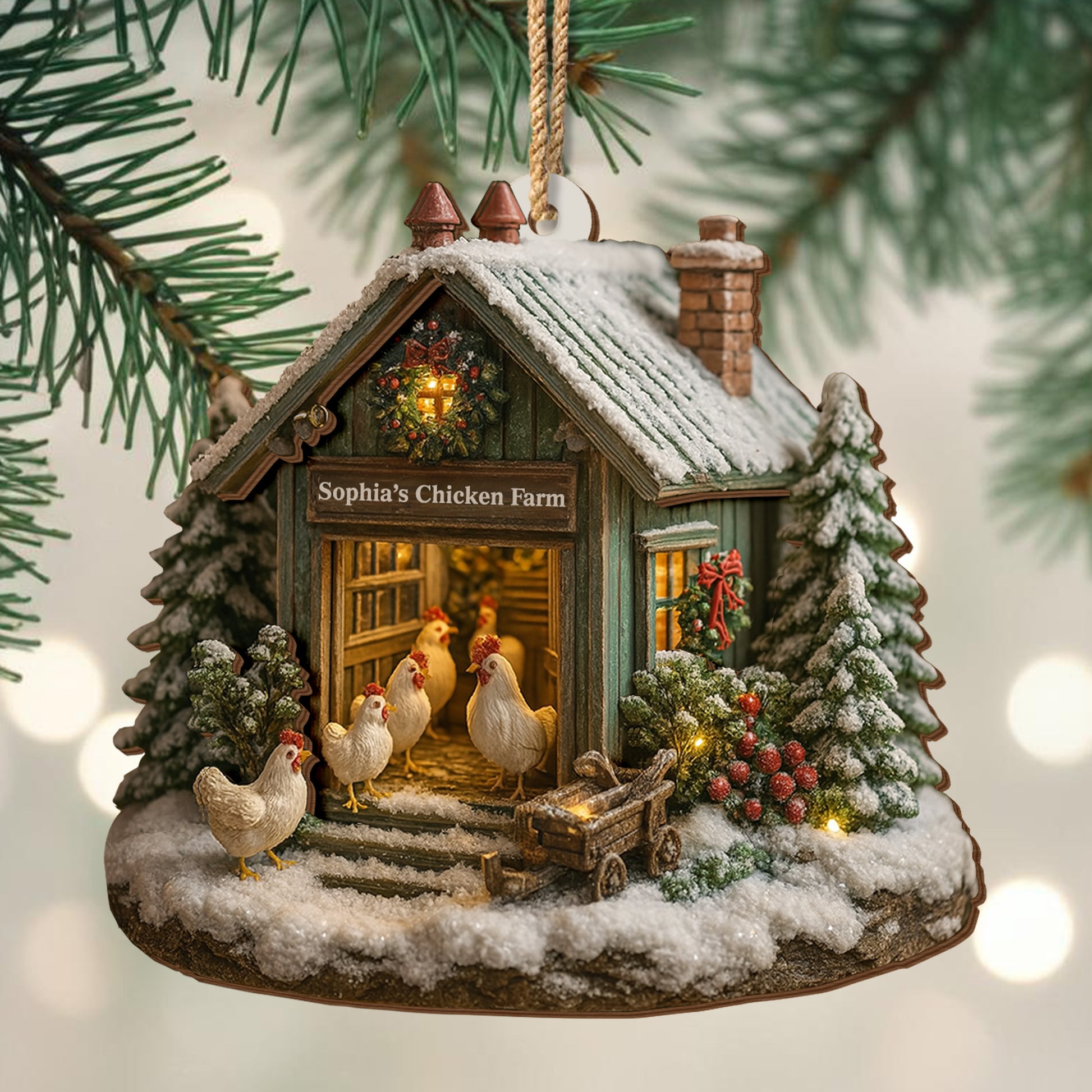 Cozy Winter Farm Scene With Snow And Chickens