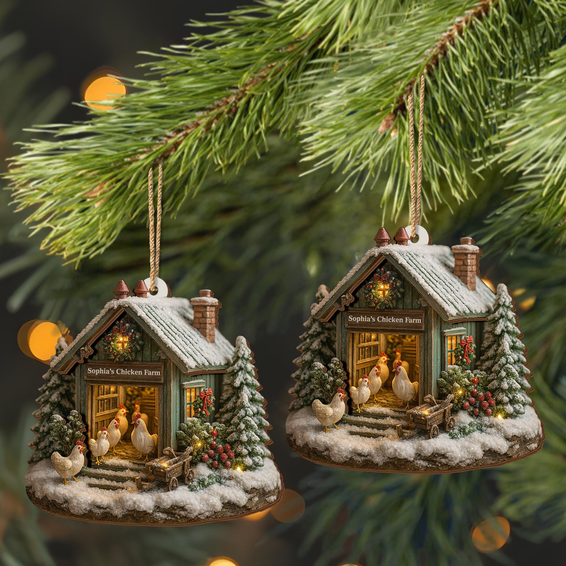 Cozy Winter Farm Scene With Snow And Chickens