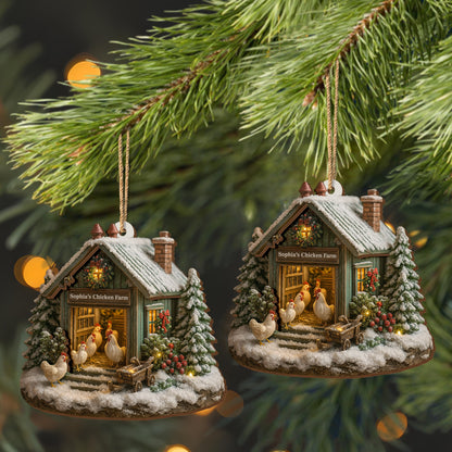 Cozy Winter Farm Scene With Snow And Chickens