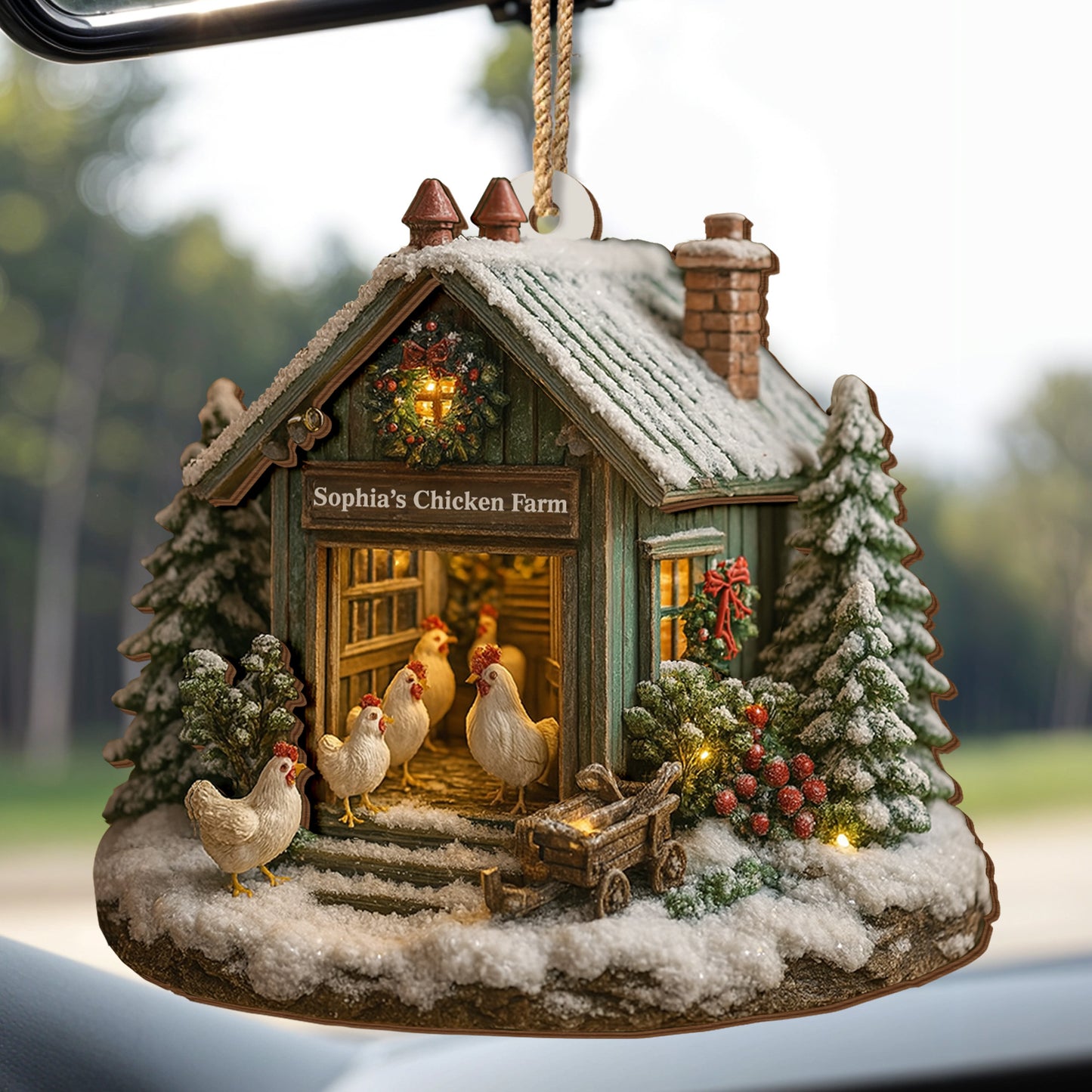 Cozy Winter Farm Scene With Snow And Chickens