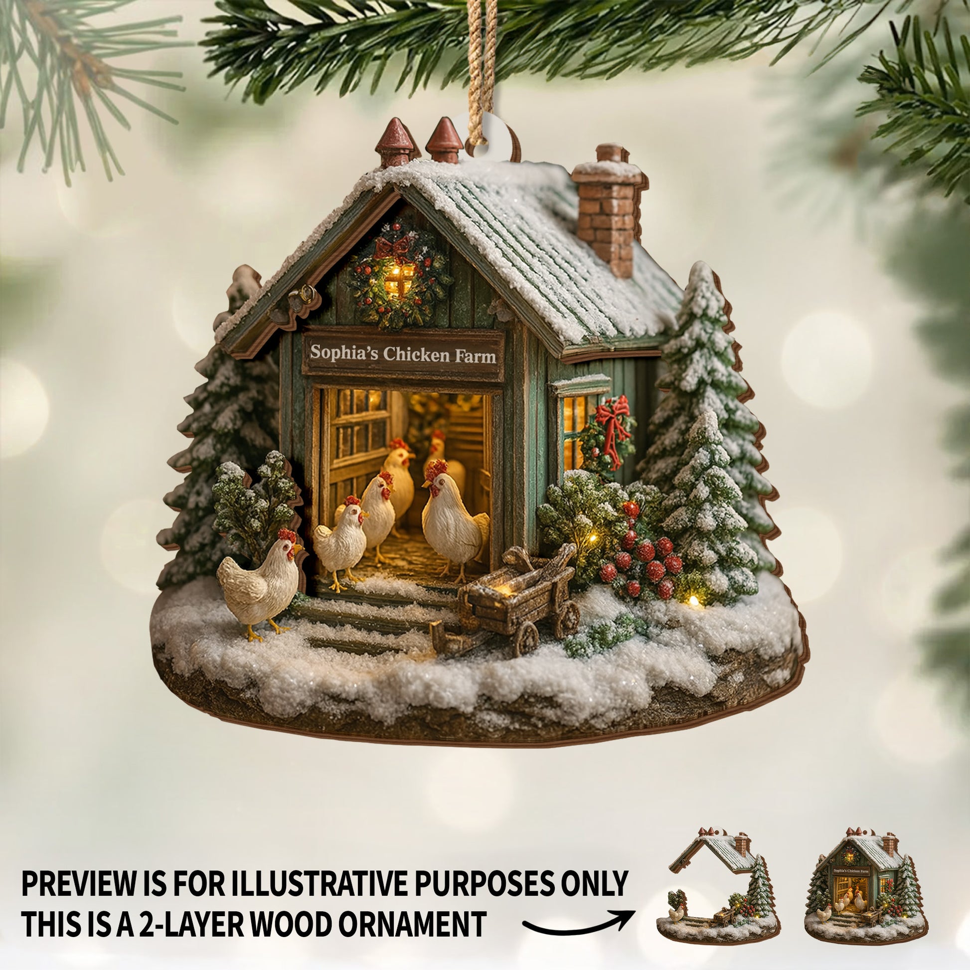 Cozy Winter Farm Scene With Snow And Chickens