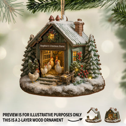 Cozy Winter Farm Scene With Snow And Chickens