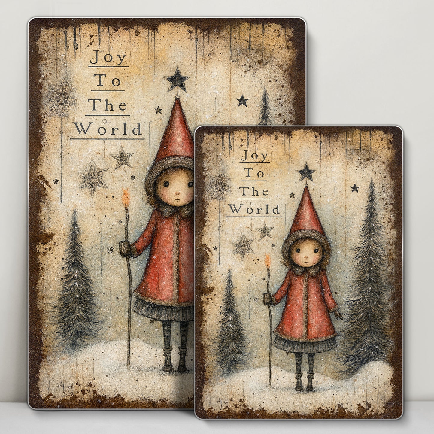 Joy To The World With A Girl And Christmas Trees