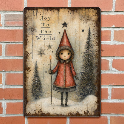 Joy To The World With A Girl And Christmas Trees