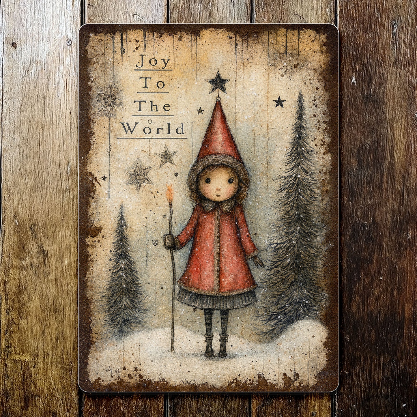 Joy To The World With A Girl And Christmas Trees