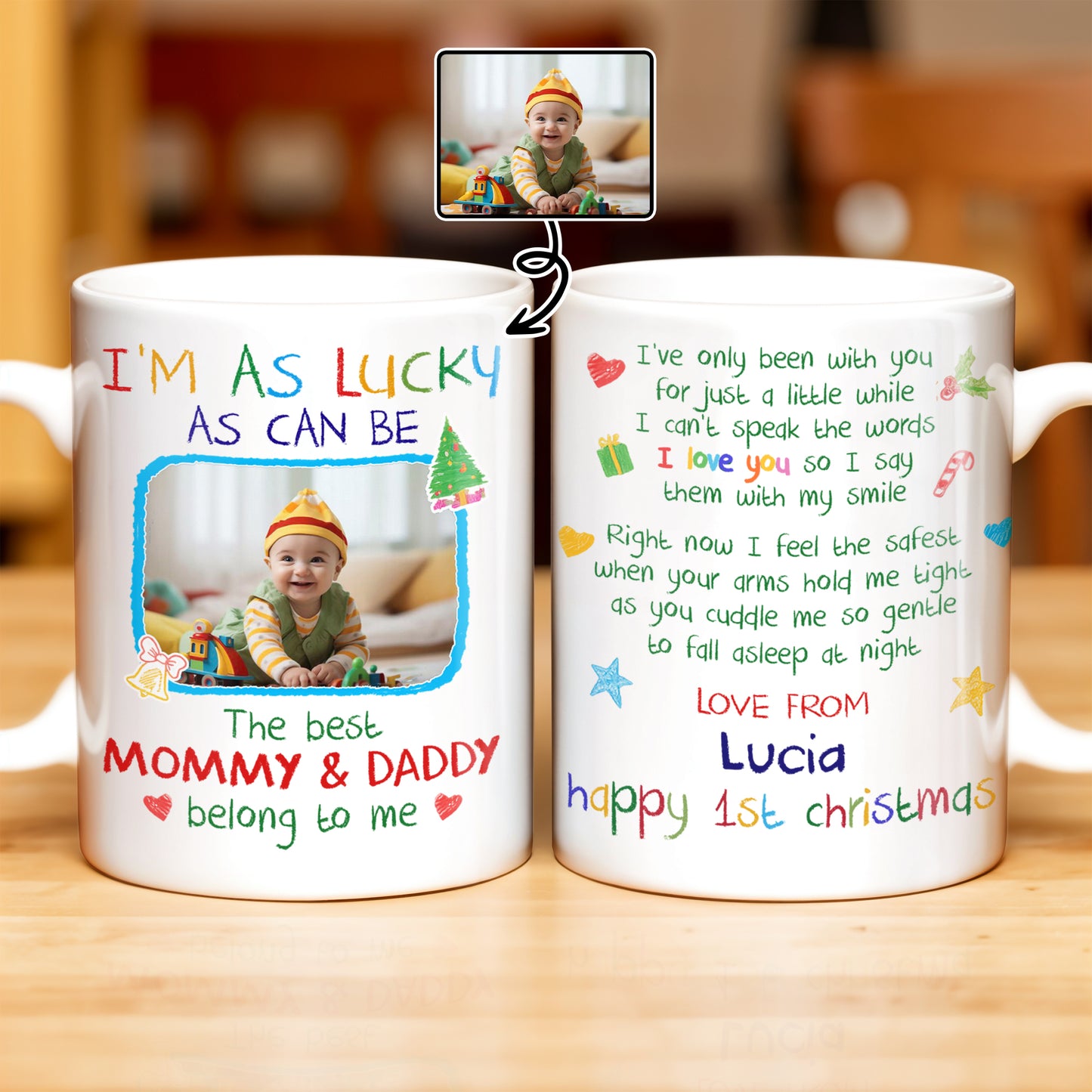 I'm As Lucky As Can Be, Happy 1st Christmas With Trees And Gifts - Personalized Custom Coffee Mug - XMAS040_MG