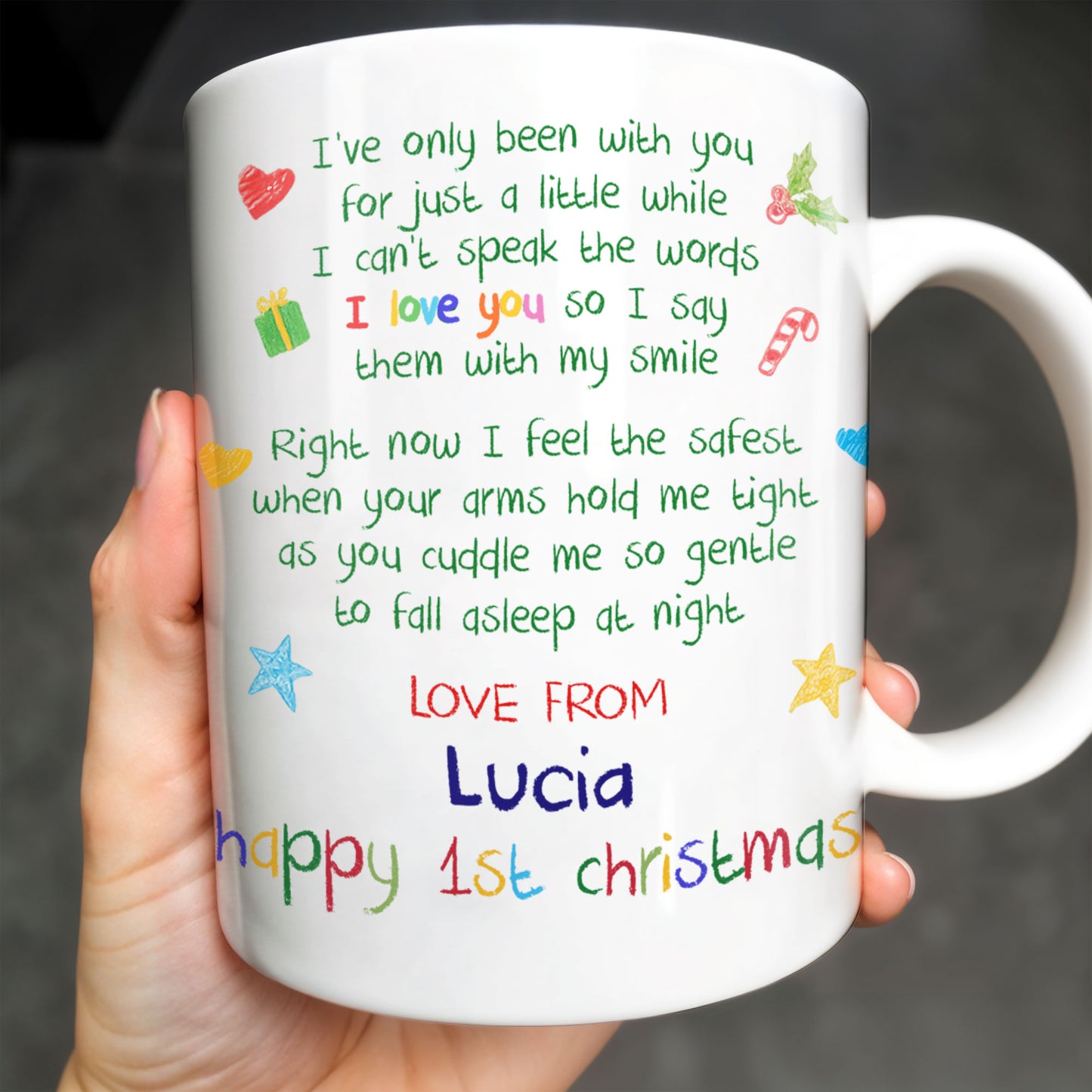 I'm As Lucky As Can Be, Happy 1st Christmas With Trees And Gifts - Personalized Custom Coffee Mug - XMAS040_MG