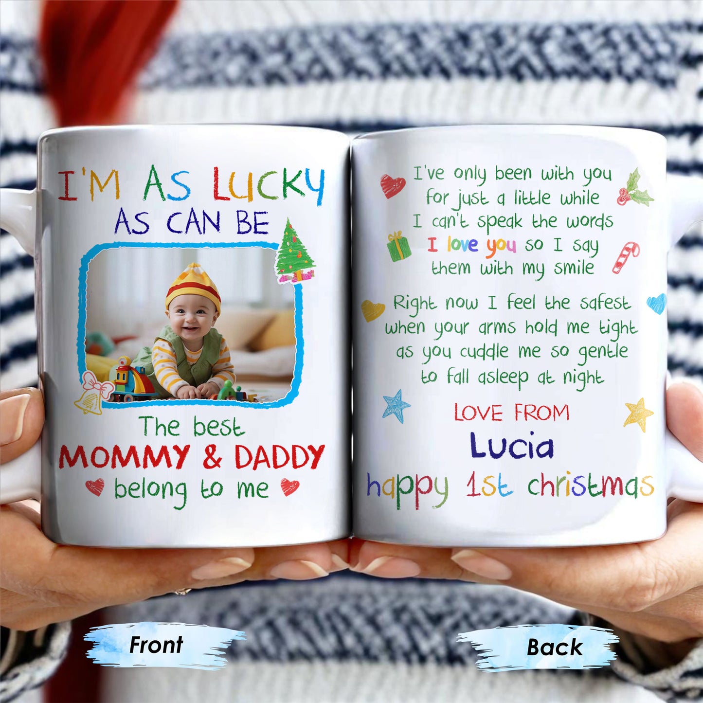 I'm As Lucky As Can Be, Happy 1st Christmas With Trees And Gifts - Personalized Custom Coffee Mug - XMAS040_MG