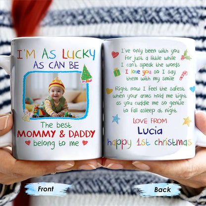 I'm As Lucky As Can Be, Happy 1st Christmas With Trees And Gifts - Personalized Custom Coffee Mug - XMAS040_MG