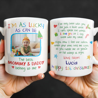 I'm As Lucky As Can Be, Happy 1st Christmas With Trees And Gifts - Personalized Custom Coffee Mug - XMAS040_MG