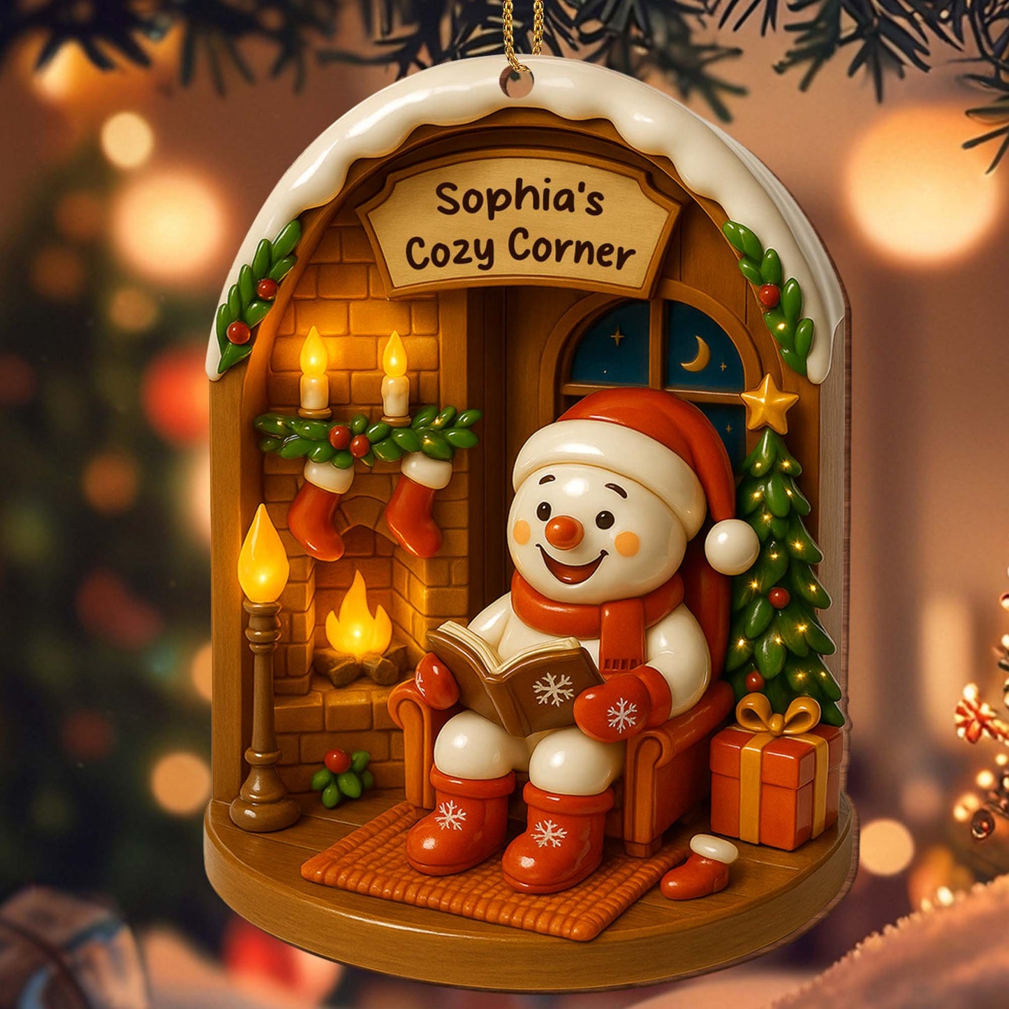 Crea un rincón cálido y acogedor estas fiestas - Adorno de madera personalizado, forma personalizada - XMAS040_WDO