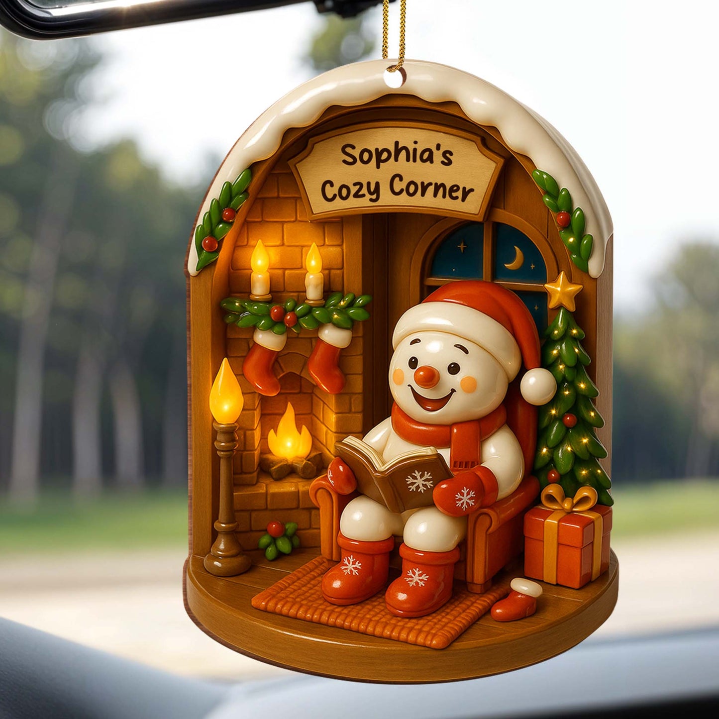 Crea un rincón cálido y acogedor estas fiestas - Adorno de madera personalizado, forma personalizada - XMAS040_WDO