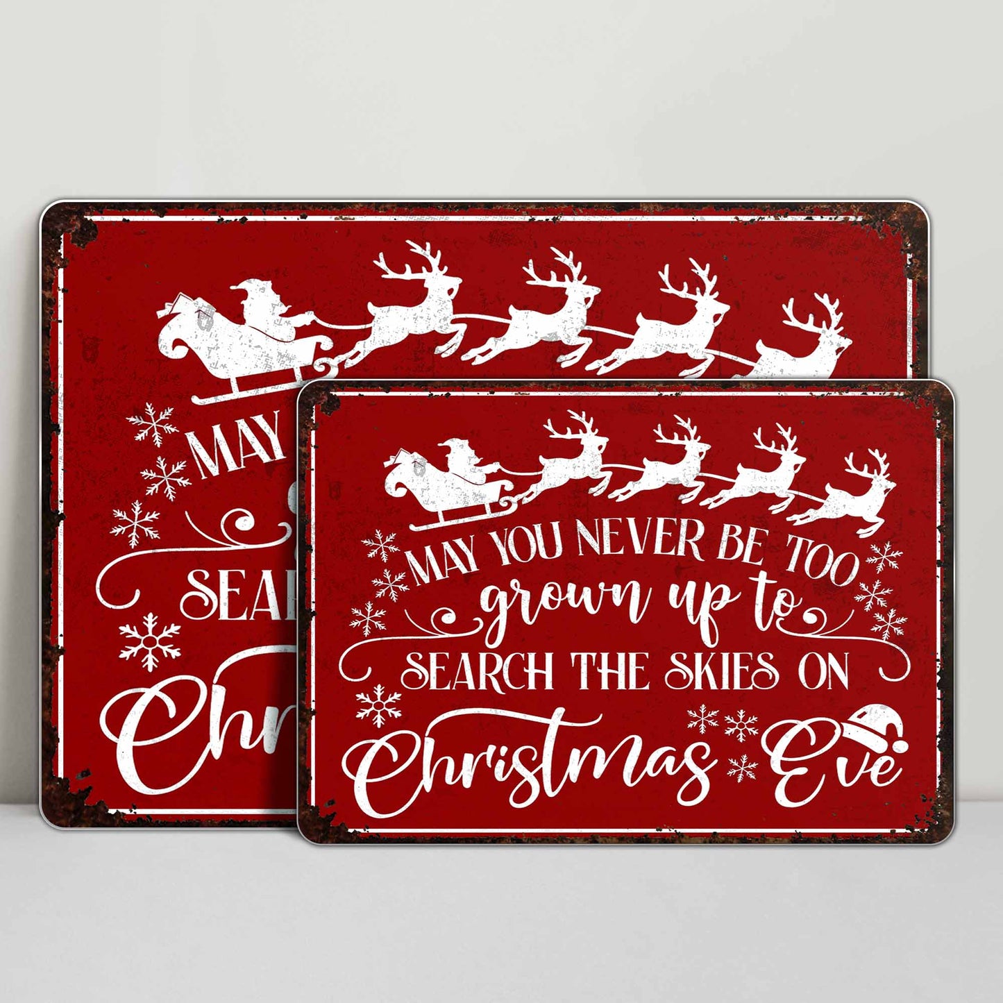 Search The Skies On Christmas Eve With Reindeer And Snowflakes