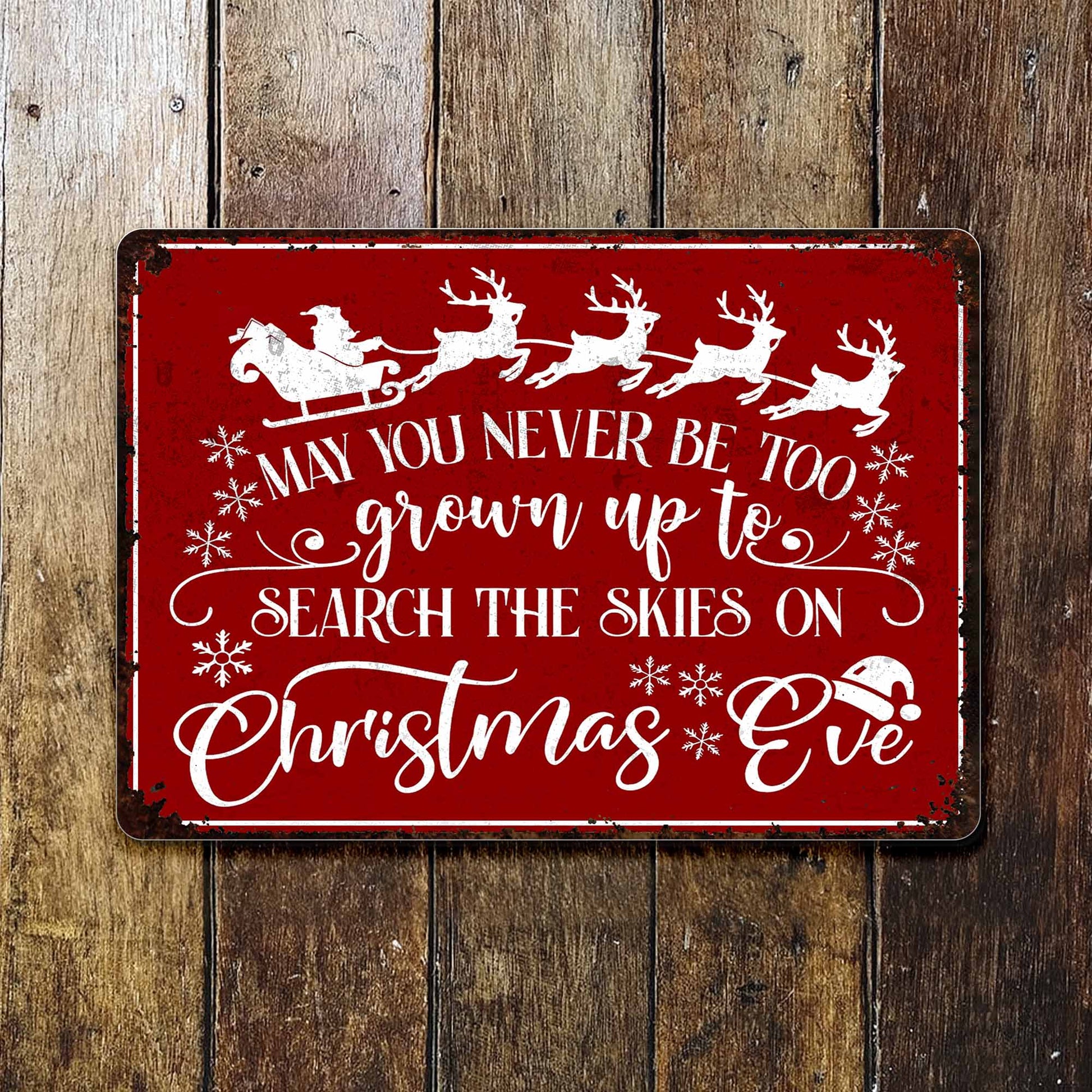 Search The Skies On Christmas Eve With Reindeer And Snowflakes