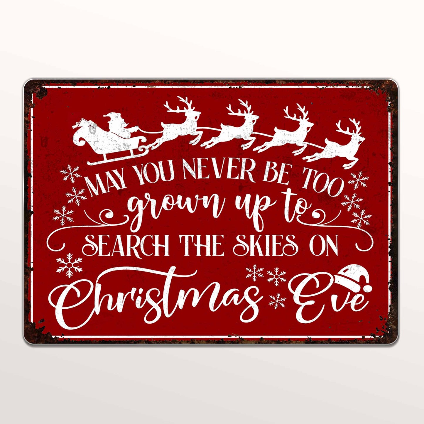 Search The Skies On Christmas Eve With Reindeer And Snowflakes