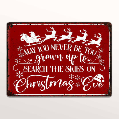 Search The Skies On Christmas Eve With Reindeer And Snowflakes