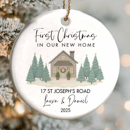 First Christmas In Our New Home With House And Trees