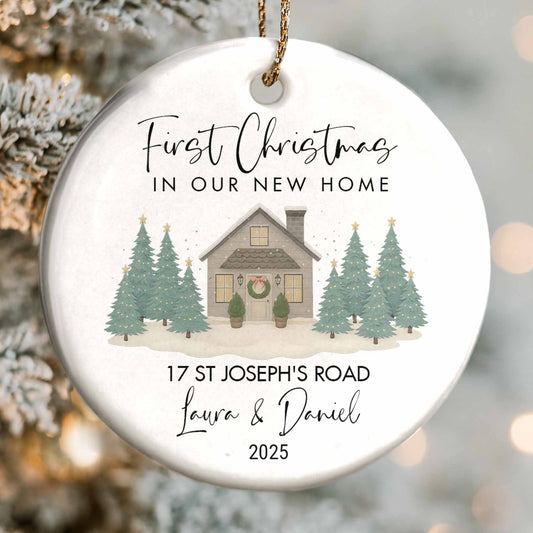 First Christmas In Our New Home With House And Trees