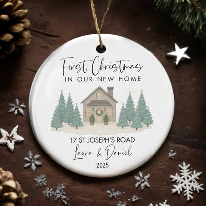 First Christmas In Our New Home With House And Trees