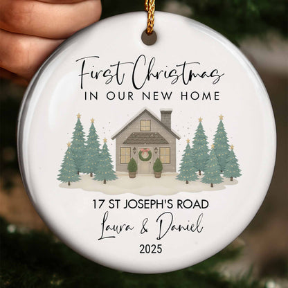 First Christmas In Our New Home With House And Trees