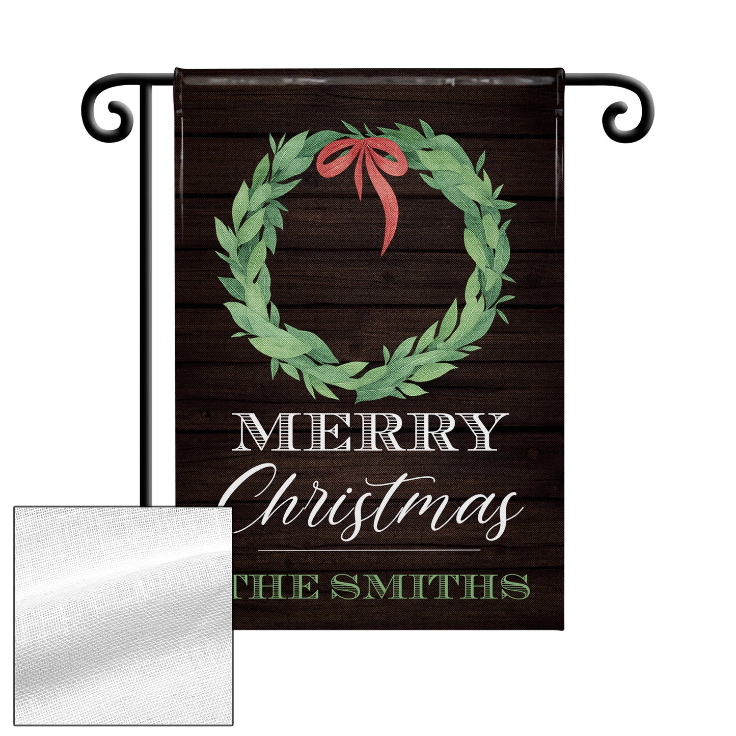 Merry Christmas Wreath On Wooden Background