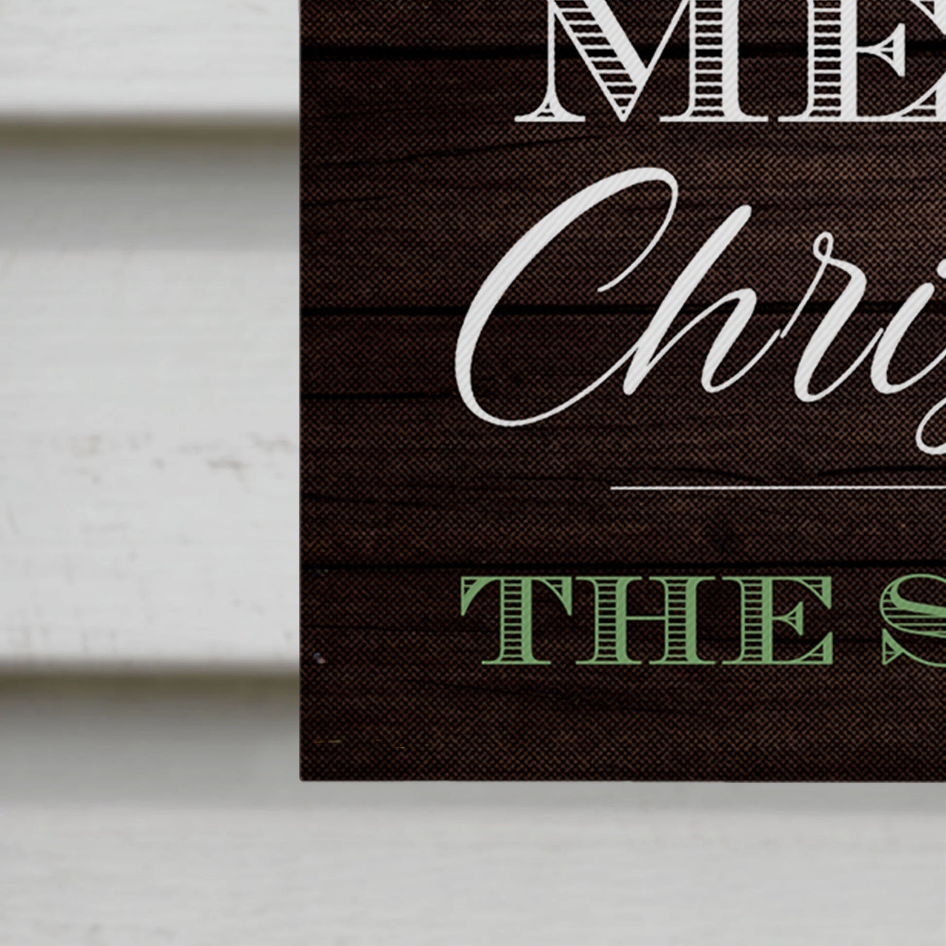 Merry Christmas Wreath On Wooden Background