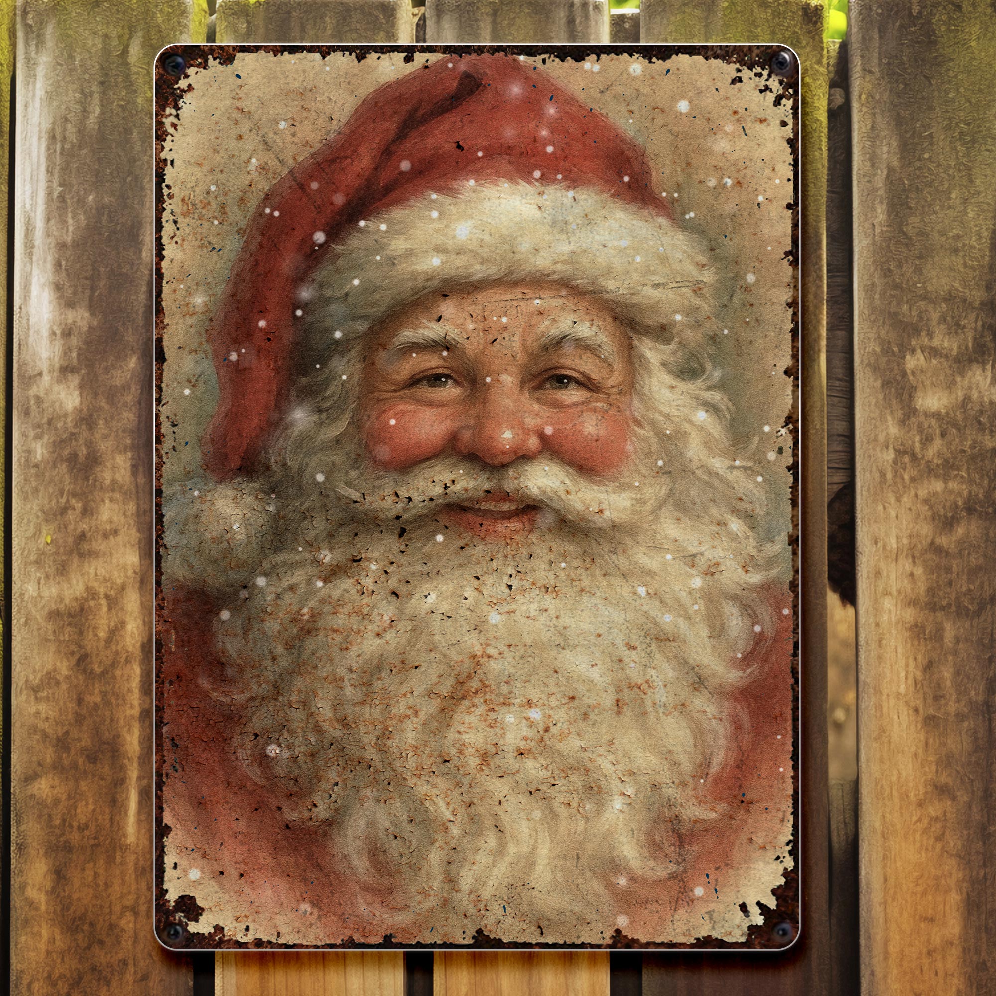 Vintage Santa Claus Illustration, Personalized Metal Sign, Gift