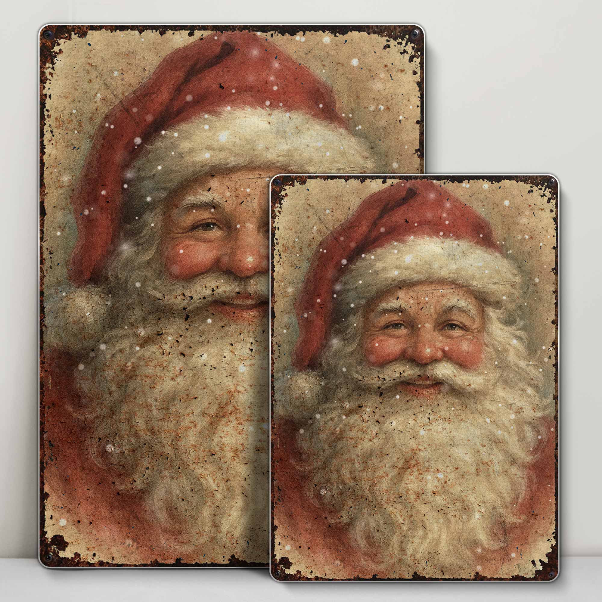 Vintage Santa Claus Illustration, Personalized Metal Sign, Gift