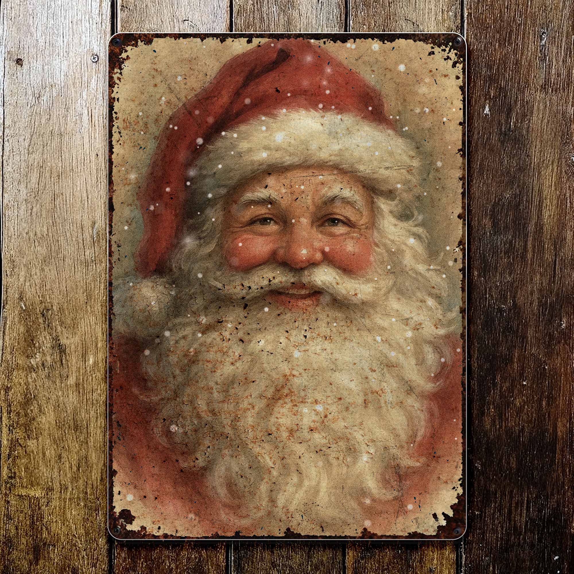 Vintage Santa Claus Illustration, Personalized Metal Sign, Gift