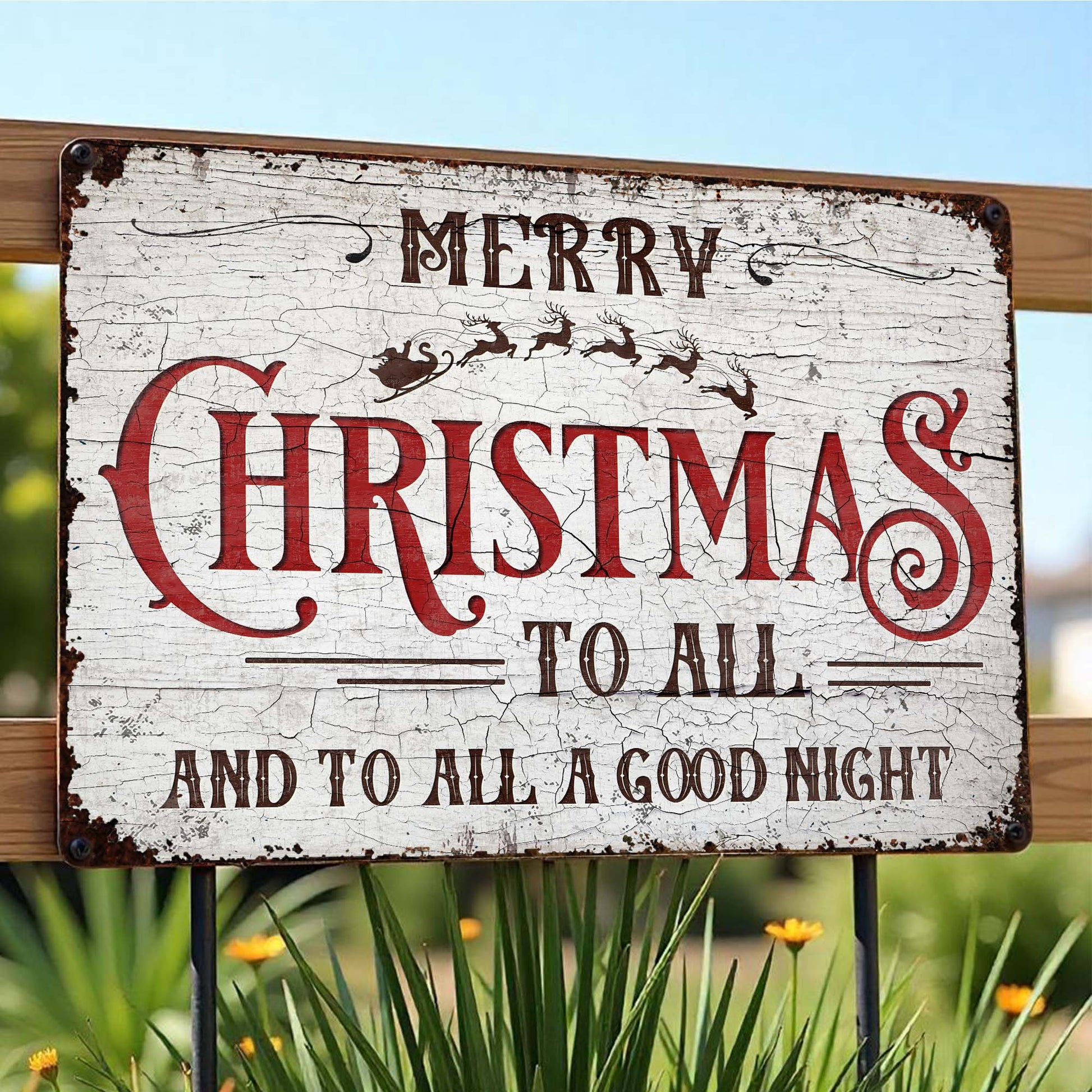 Merry Christmas To All Sleigh And Reindeer Sign