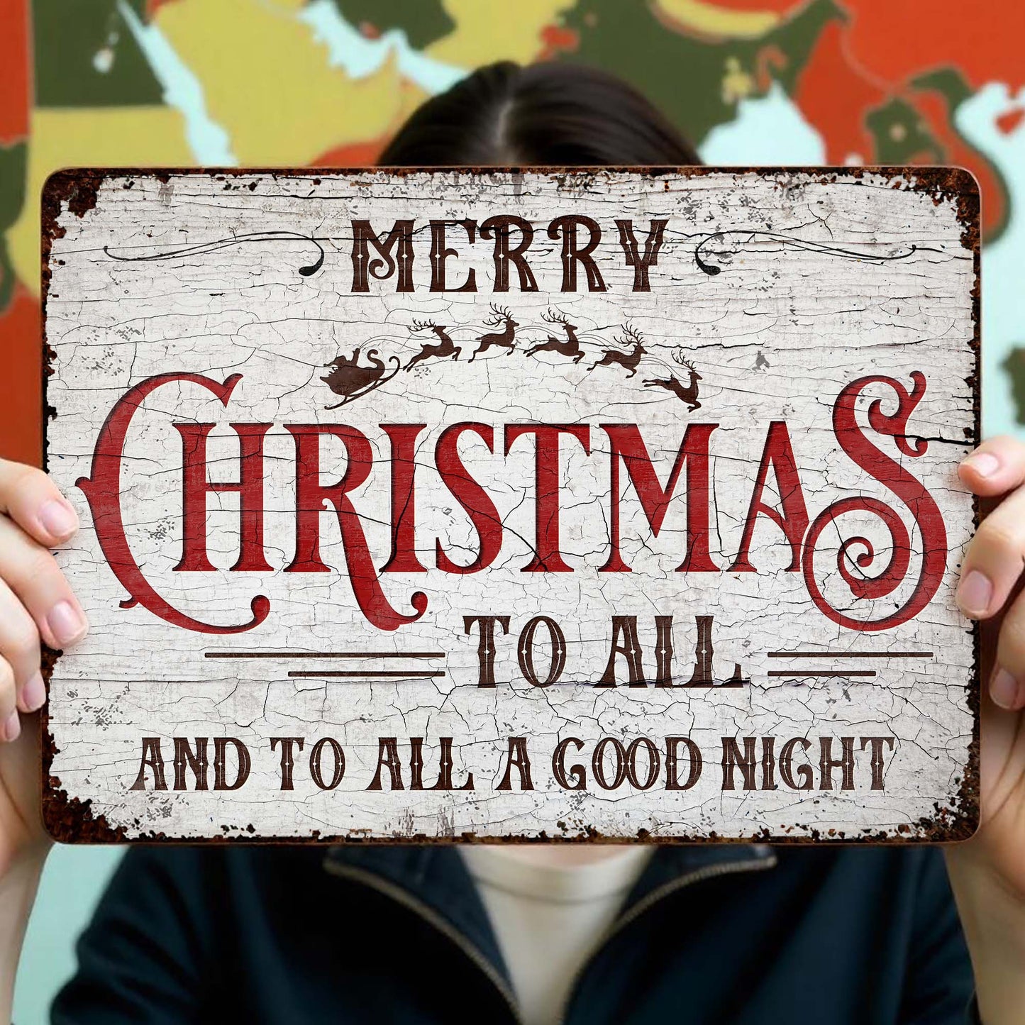 Merry Christmas To All Sleigh And Reindeer Sign