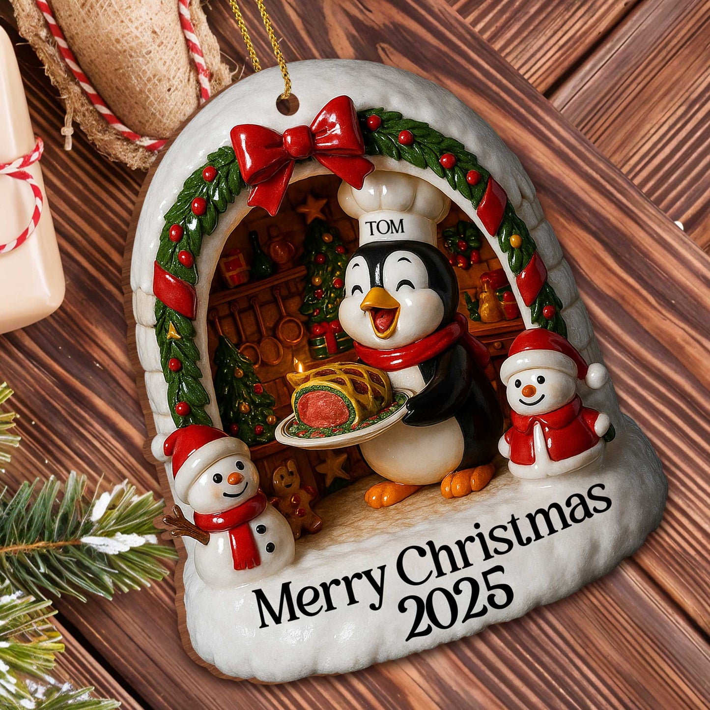 Merry Christmas Penguin And Snowmen