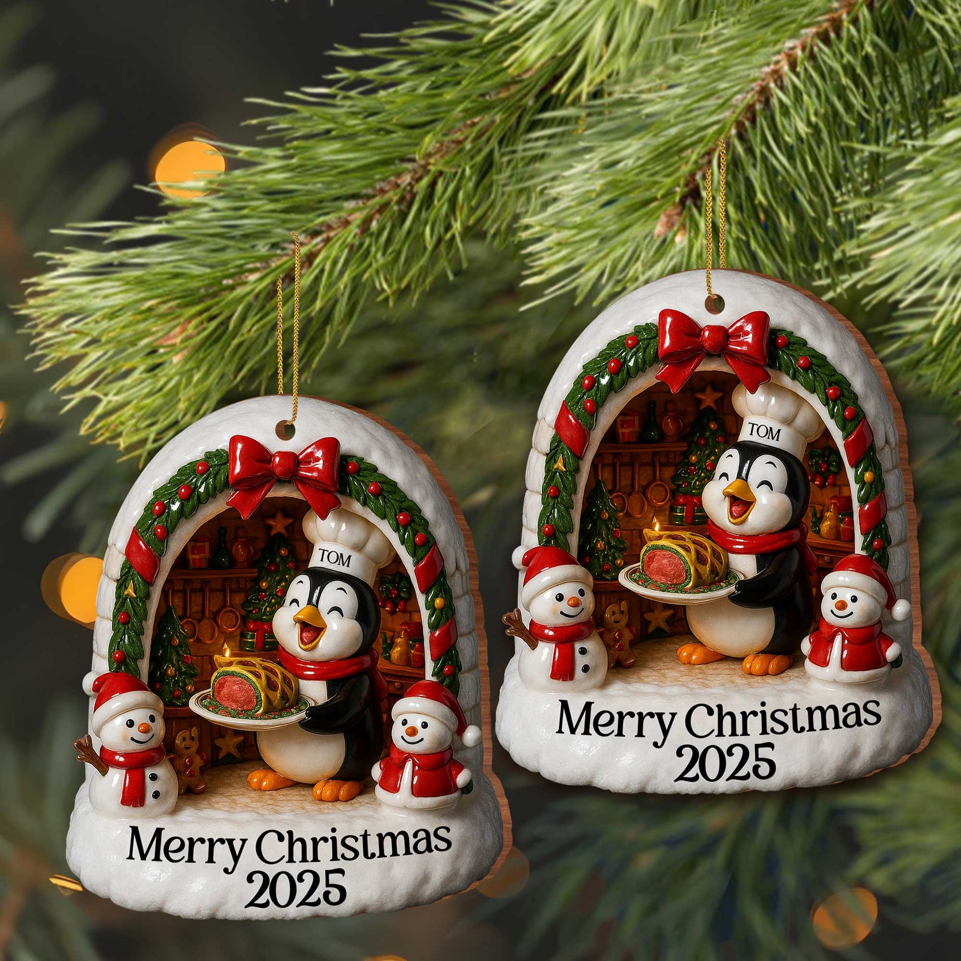 Merry Christmas Penguin And Snowmen