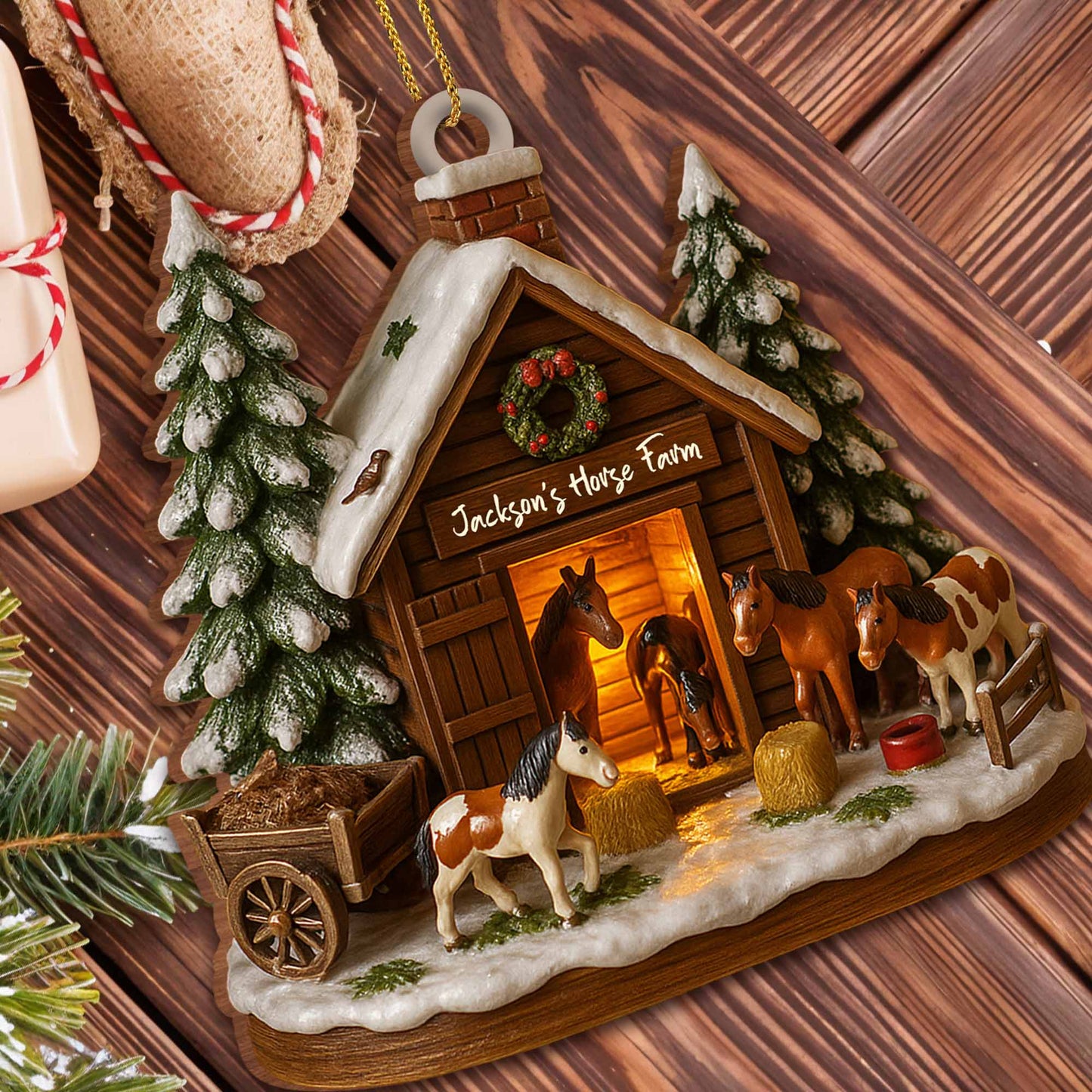 Customize Your Own Charming Horse Farm Ornament