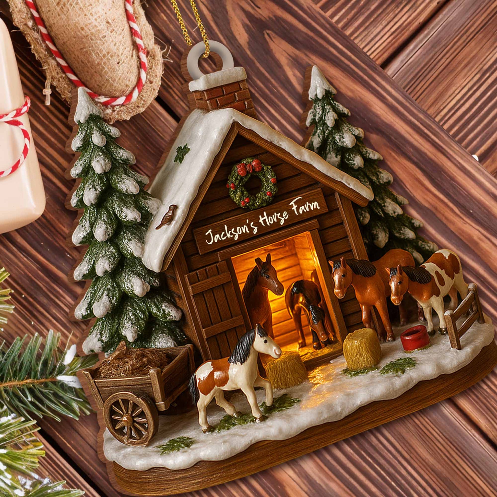 Customize Your Own Charming Horse Farm Ornament