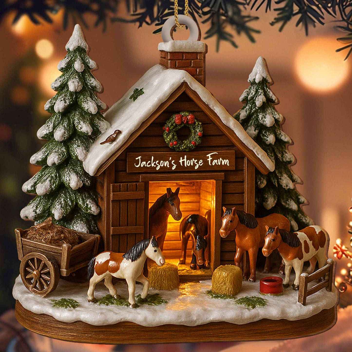 Customize Your Own Charming Horse Farm Ornament
