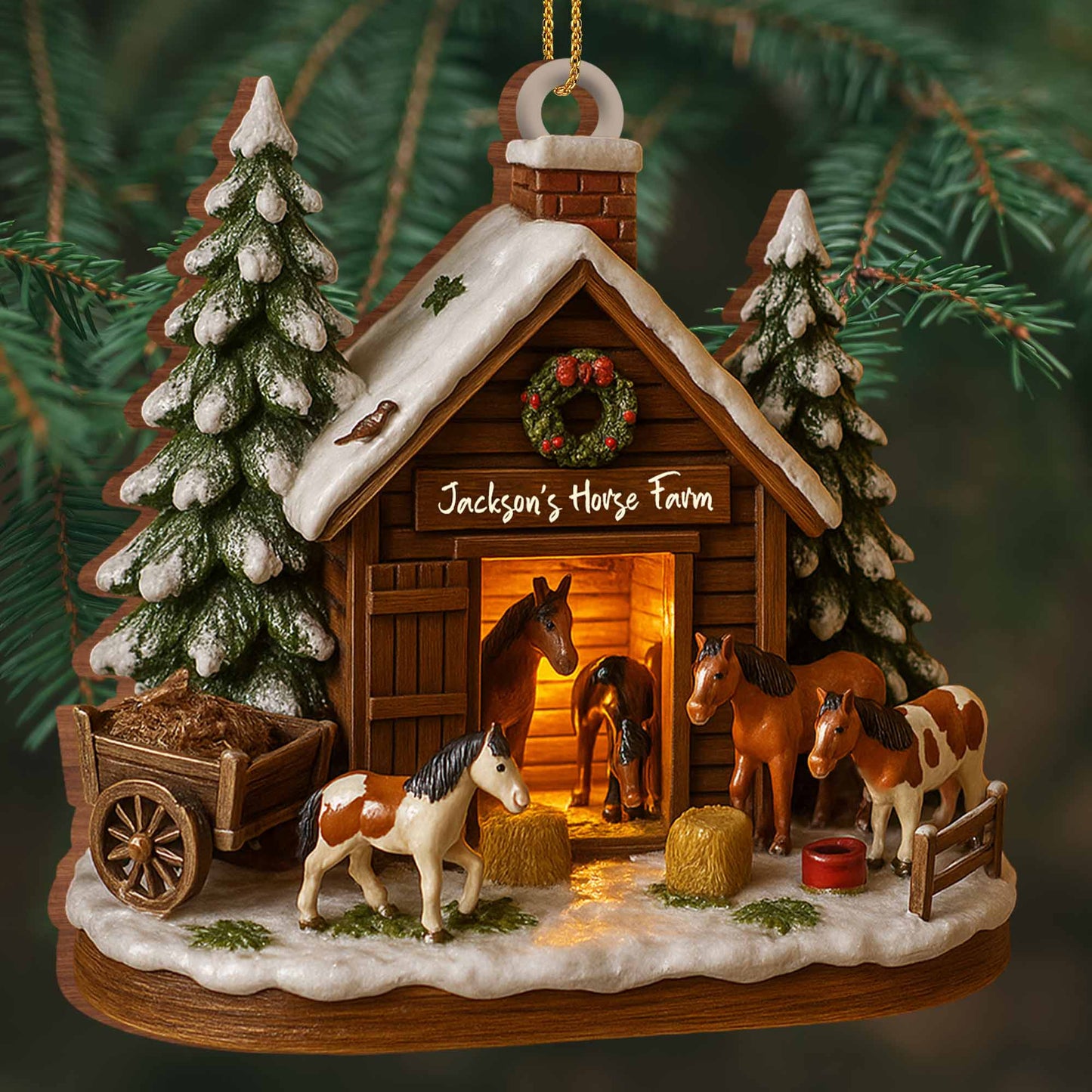 Customize Your Own Charming Horse Farm Ornament