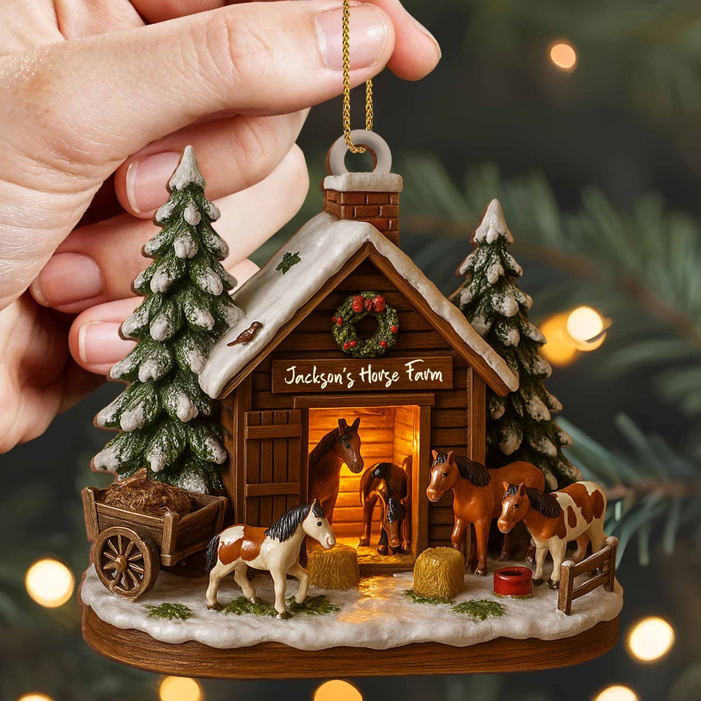 Customize Your Own Charming Horse Farm Ornament