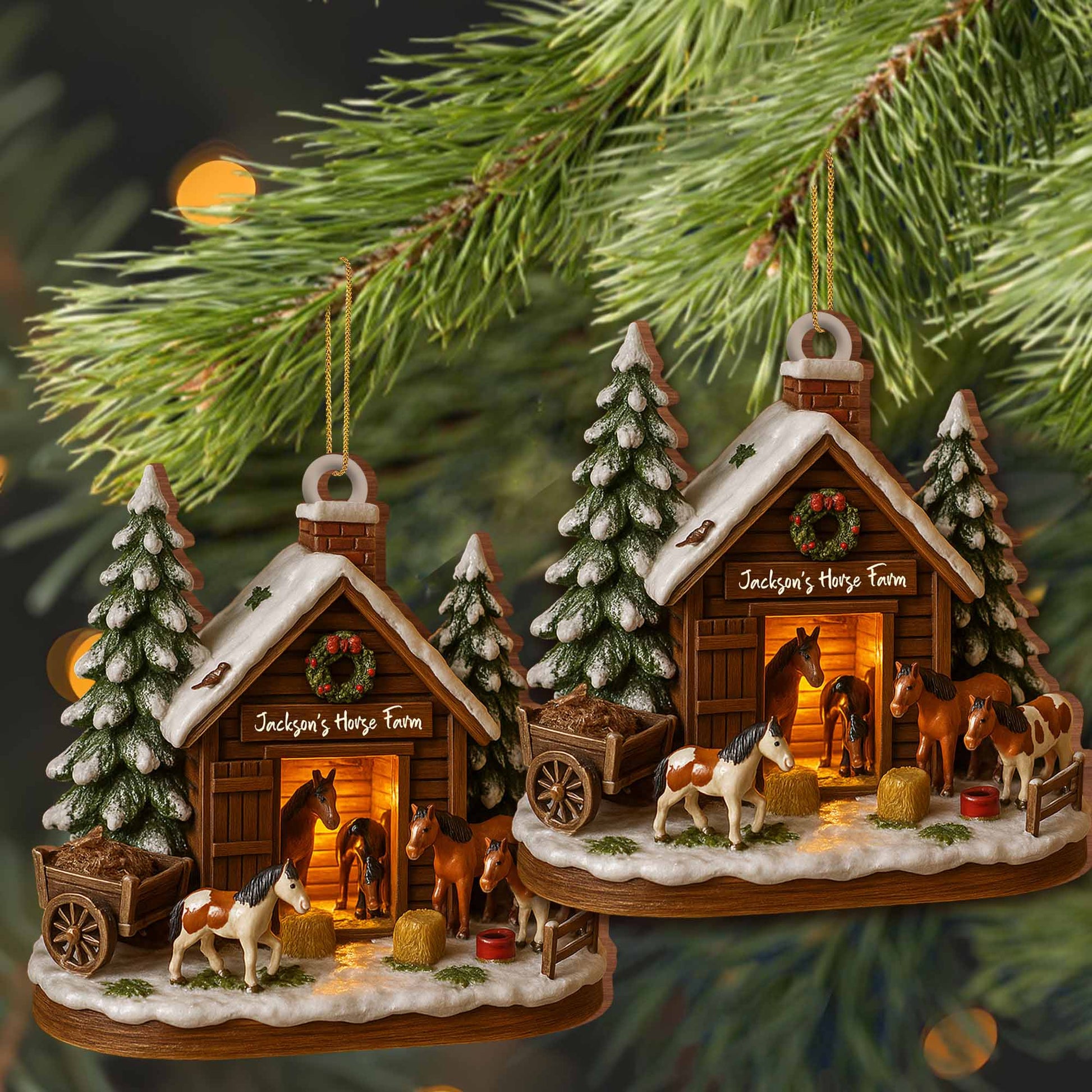 Customize Your Own Charming Horse Farm Ornament
