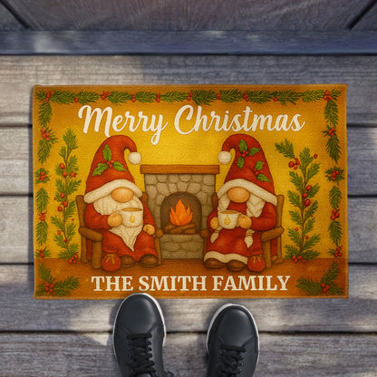 Merry Christmas With Santa Claus And Fireplace