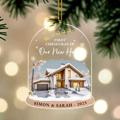 Aprecia cada momento, ama por siempre, corazón y llamas - Adorno acrílico personalizado, regalo de Navidad - XMAS050_ACO