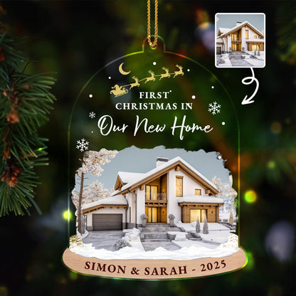 Aprecia cada momento, ama por siempre, corazón y llamas - Adorno acrílico personalizado, regalo de Navidad - XMAS050_ACO