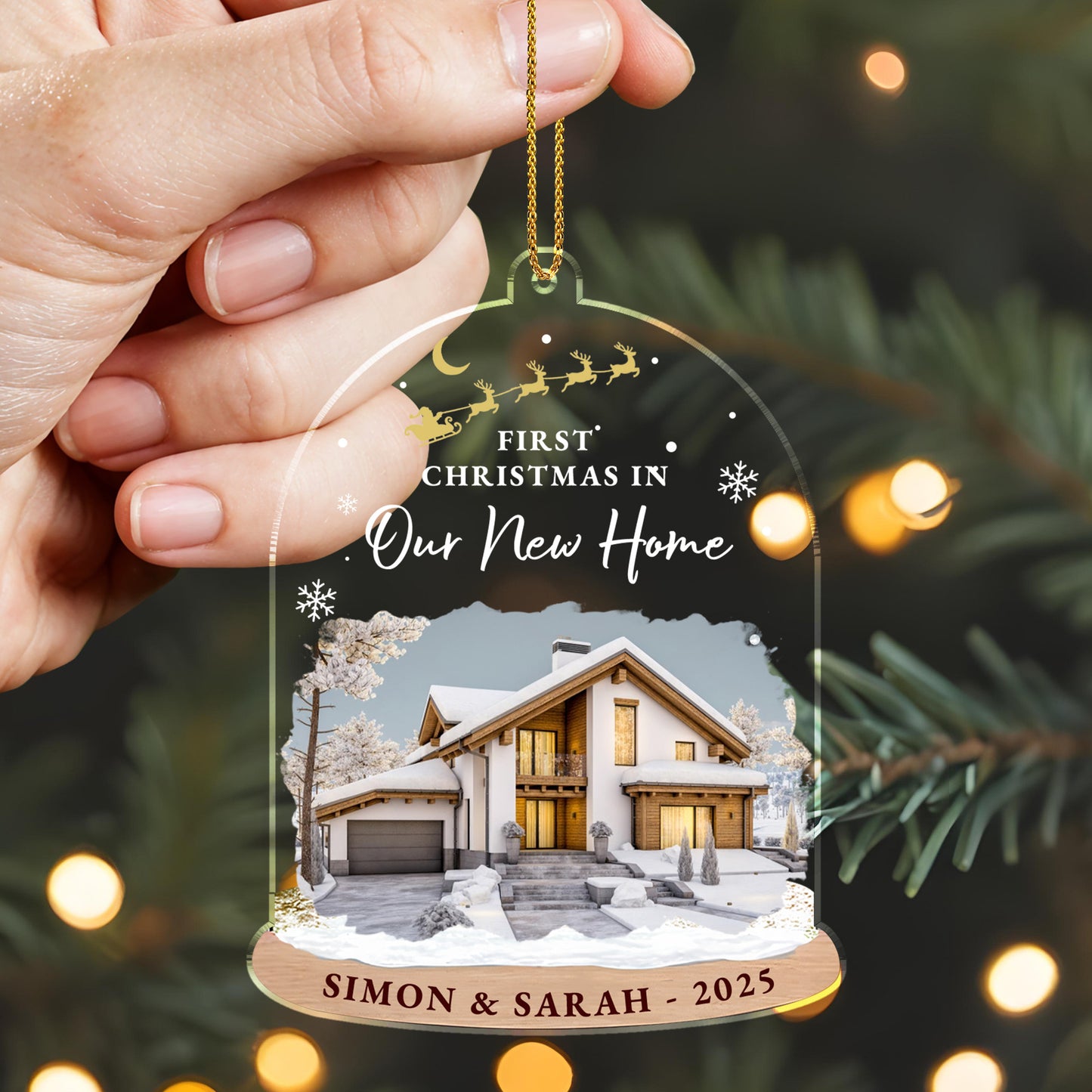 Aprecia cada momento, ama por siempre, corazón y llamas - Adorno acrílico personalizado, regalo de Navidad - XMAS050_ACO