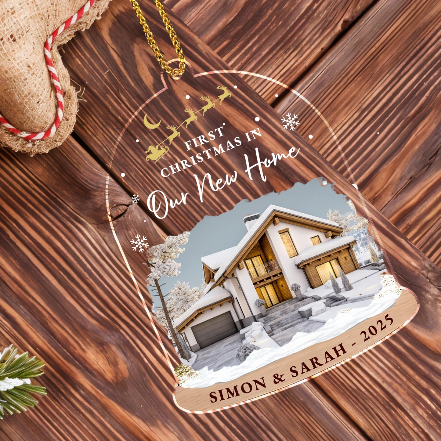 Aprecia cada momento, ama por siempre, corazón y llamas - Adorno acrílico personalizado, regalo de Navidad - XMAS050_ACO