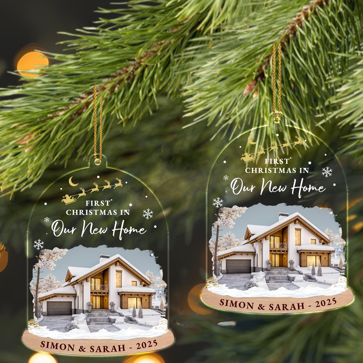 Aprecia cada momento, ama por siempre, corazón y llamas - Adorno acrílico personalizado, regalo de Navidad - XMAS050_ACO