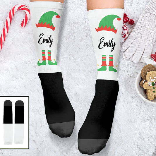 Festive Elf Boots On Cozy Christmas Socks