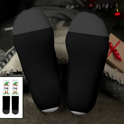 Festive Elf Boots On Cozy Christmas Socks