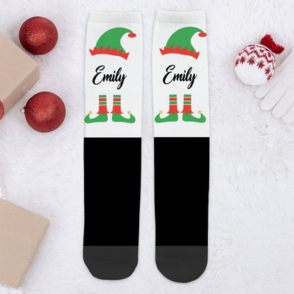 Festive Elf Boots On Cozy Christmas Socks