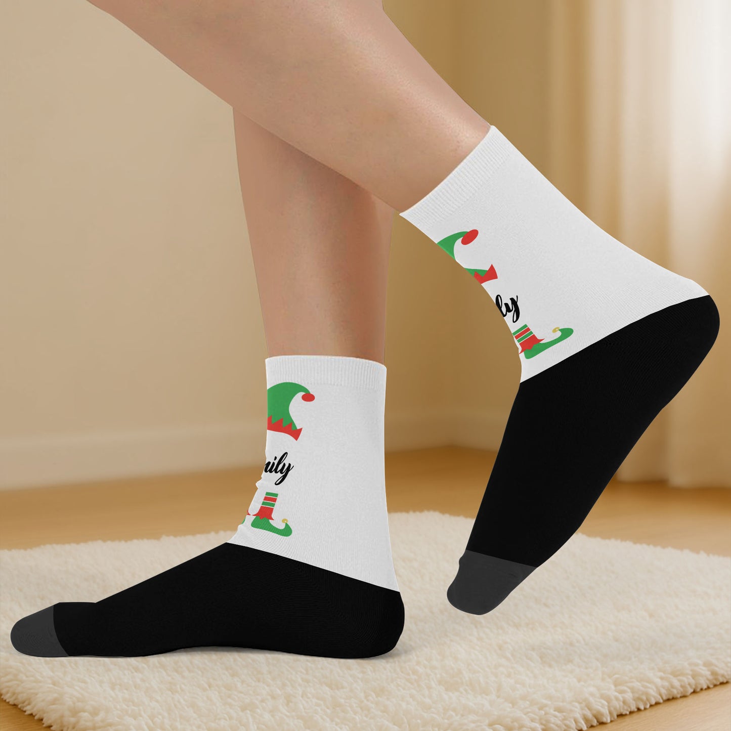 Festive Elf Boots On Cozy Christmas Socks